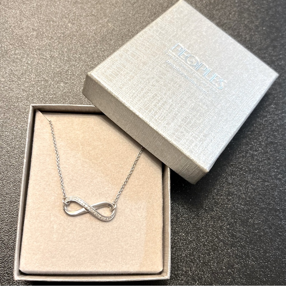 PEOPLES Diamond Accent Infinity Necklace in Sterling Silver